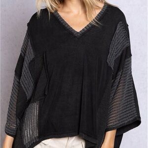 POL Oversized Multi-Textured Top NWOT Medium